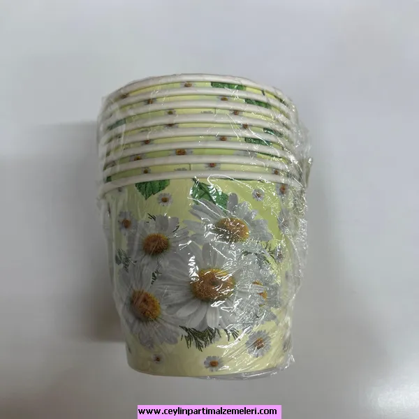 Papatya Temalı Karton Bardak